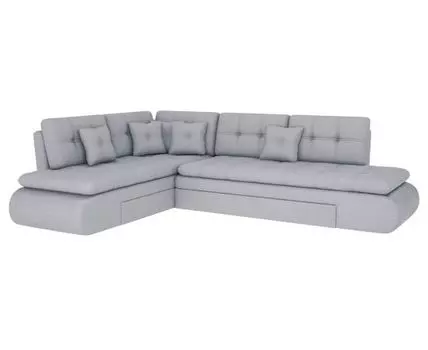 Угловой диван Степ Тайм (88, 225, Плоские пружины «змейка», Двуспальные, Диван-кровать, Левая, Серый, 300, Большое спальное место)