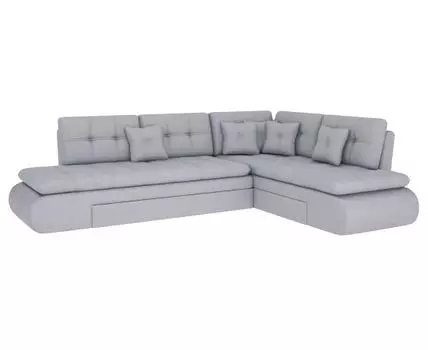 Угловой диван Степ Тайм (88, 225, Плоские пружины «змейка», Двуспальные, Диван-кровать, Правая, Серый, 300, Большое спальное место)