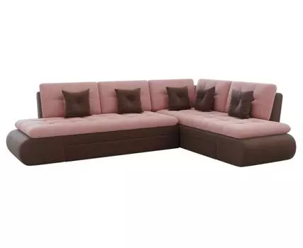 Угловой диван Степ Тайм (88, 225, Плоские пружины «змейка», Двуспальные, Диван-кровать, Правая, Розовый, 300, Большое спальное место)