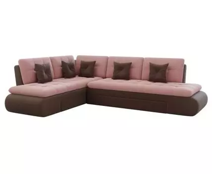 Угловой диван Степ Тайм (88, 225, Плоские пружины «змейка», Двуспальные, Диван-кровать, Левая, Розовый, 300, Большое спальное место)