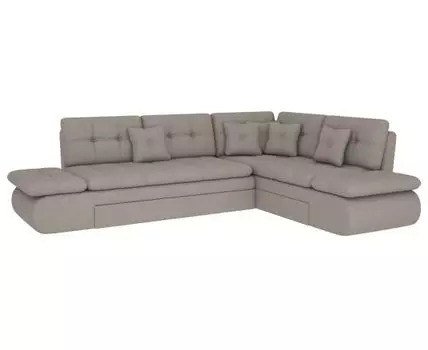 Угловой диван Степ Тайм с трещотками (88, 225, Плоские пружины «змейка», Двуспальные, Диван-кровать, Правая, Серый, 300, Большое спальное место)