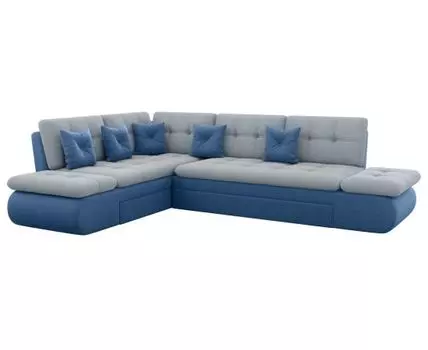 Угловой диван Степ Тайм с трещотками (88, 225, Плоские пружины «змейка», Двуспальные, Диван-кровать, Левая, Серый, 300, Большое спальное место)