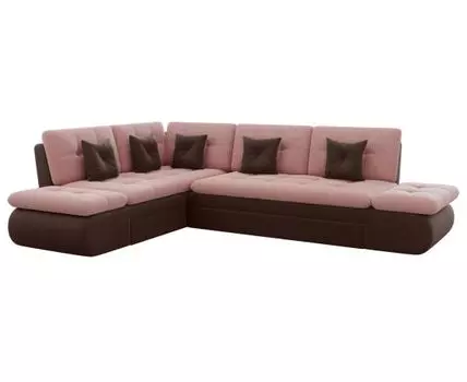 Угловой диван Степ Тайм с трещотками (88, 225, Плоские пружины «змейка», Двуспальные, Диван-кровать, Левая, Розовый, 300, Большое спальное место)