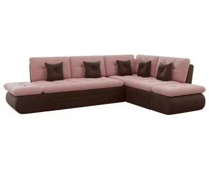 Угловой диван Степ Тайм с трещотками (88, 225, Плоские пружины «змейка», Двуспальные, Диван-кровать, Правая, Розовый, 300, Большое спальное место)