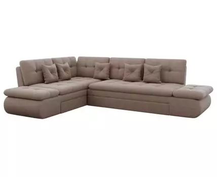 Угловой диван Степ Тайм с трещотками (88, 225, Плоские пружины «змейка», Двуспальные, Диван-кровать, Левая, Коричневый, 300, Большое спальное место)