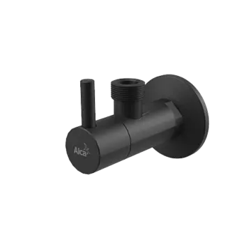 Угловой вентиль с фильтром 1/2" 1/2", круглый, черный/матовый. ARV003-BLACK