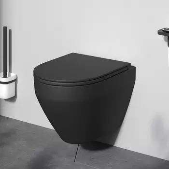 Унитаз подвесной AM.PM Spirit 2.0 C701700MBSC безободковый с сиденьем микролифт, черный матовый