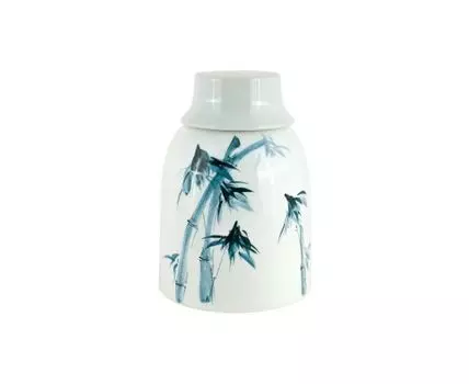 Ваза декоративная Бамбук (белый, голубой)