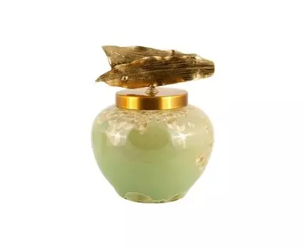 Ваза декоративная Оникс (зеленый, золотистый)