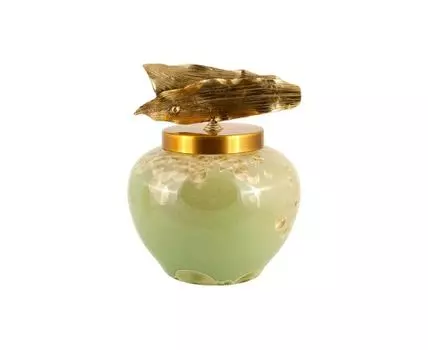 Ваза декоративная Оникс (зеленый, золотистый)