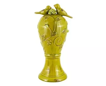 Ваза декоративная "Райские птицы" (35, зеленый, желтый)