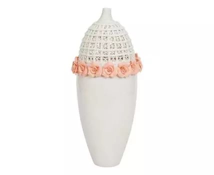 Ваза декоративная "Розали розовая" (36, белый, розовый)