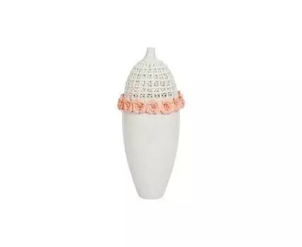 Ваза декоративная Розали розовая (белый, розовый)