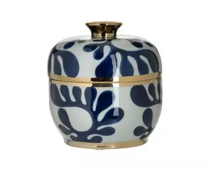 Ваза с крышкой (белый, синий, 19)