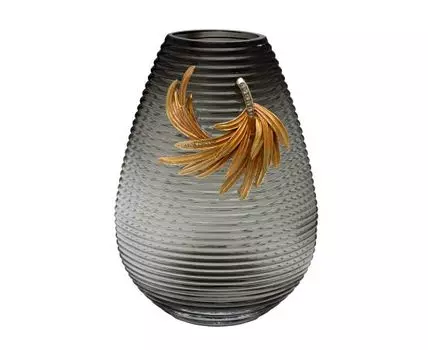 Ваза стеклянная с золотой веточкой Garda Decor