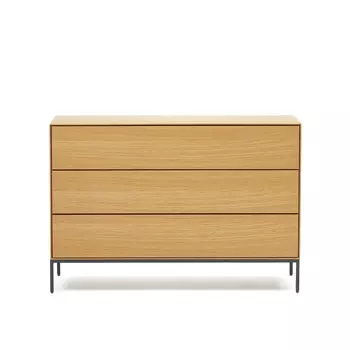 Vedrana Комод с 3 ящиками из дубового шпона со стальными ножками 110 x 75 см