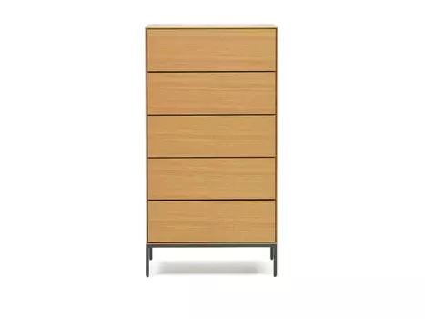 Vedrana Комод с 5 ящиками из дубового шпона со стальными ножками 60 x 114 см
