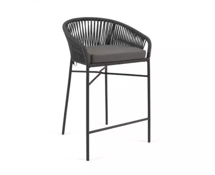 Веревочный барный стул Yanet черного цвета 80 см