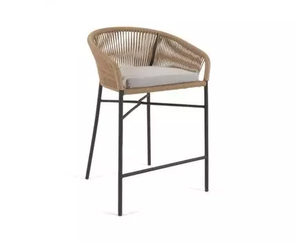 Веревочный полубарный стул Yanet бежевого цвета 65 см