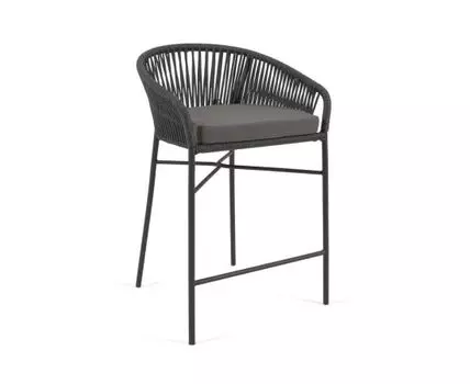 Веревочный полубарный стул Yanet черного цвета 65 см