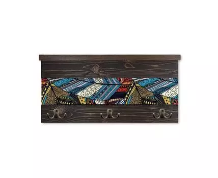 Вешалка с полочкой Синие перья 1