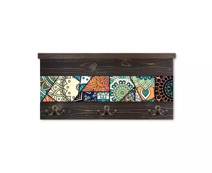 Вешалка с полочкой Зеленый калейдоскоп 1