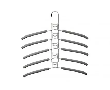 Вешалка-трансформер для одежды 5 в 1, 38x40, «ГИНГО», металл, пена, серая