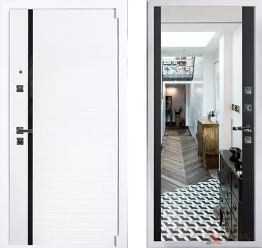 Входная дверь Гранд Вайт 12 Черный кварц