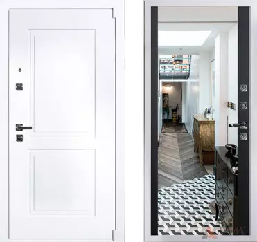 Входная дверь Нео Вайт 12 Черный кварц