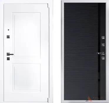 Входная дверь Нео Вайт 14 Шагрень черная