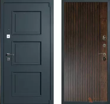 Входная дверь Оптима Термо 24 Дуб антик + патина черная