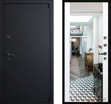 Входная дверь Сити Блэк 09 Софт белый