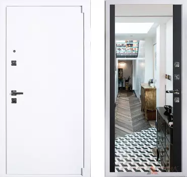 Входная дверь Сити Вайт 12 Черный кварц