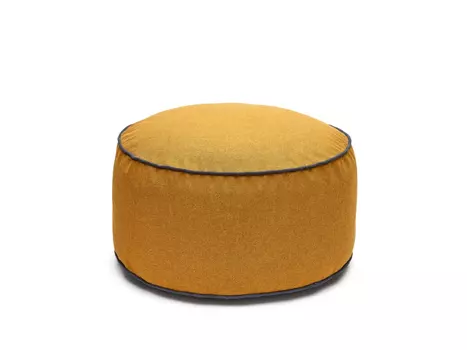 Viera Пуф горчичного цвета с голубыми краями D70 см