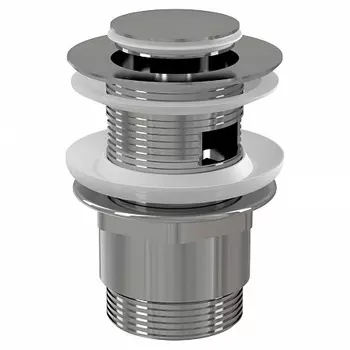 Водослив для умывальника click/clack 5/4", цельнометаллический с малой заглушкой, арт. A39