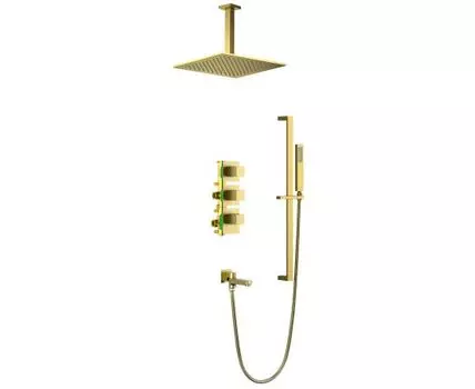 Встраиваемая душевая система с термостатом TIMO Selene SX-2239/17SM, матовое золото