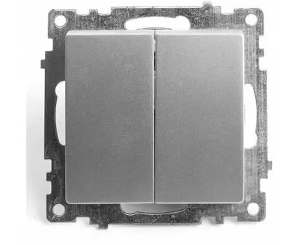 Выключатель двухклавишный без рамки Stekker Катрин 39578