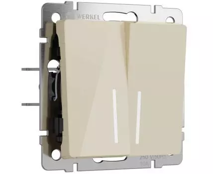 Выключатель двухклавишный проходной с подсветкой Werkel