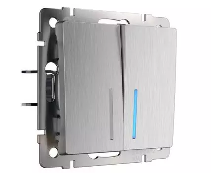 Выключатель двухклавишный проходной с подсветкой Werkel WL09-SW-2G-2W-LED