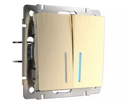 Выключатель двухклавишный проходной с подсветкой Werkel WL10-SW-2G-2W-LED