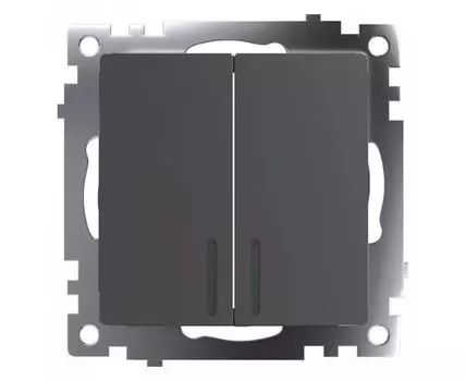 Выключатель двухклавишный с подсветкой без рамки Stekker Катрин 49409