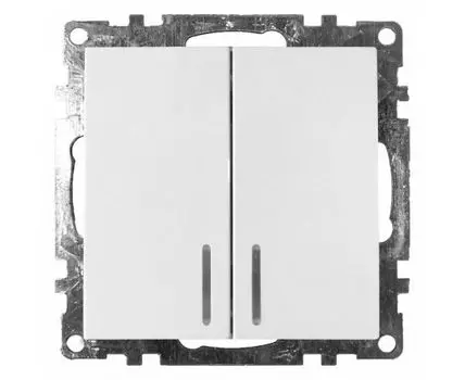 Выключатель двухклавишный с подсветкой без рамки Stekker Катрин 39301