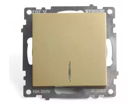 Выключатель одноклавишный с подсветкой без рамки Stekker Катрин 49215