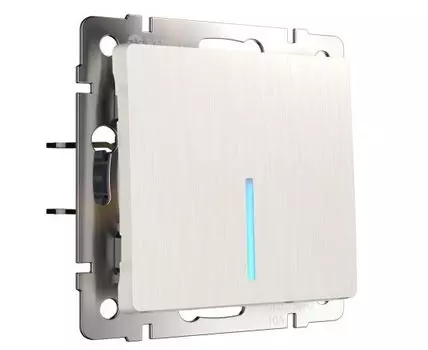 Выключатель одноклавишный с подсветкой(перламутровый рифленый) Werkel WL13-SW-1G-LED