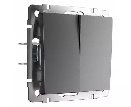 Выключатель проходной двухклавишный без рамки Werkel графит матовый W1122064