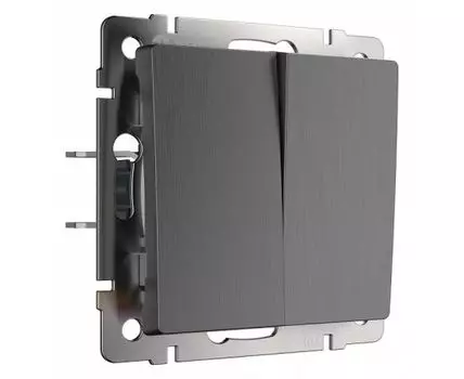 Выключатель проходной двухклавишный без рамки Werkel графит рифленый W1122004