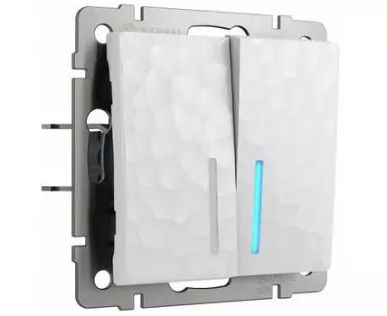 Выключатель проходной двухклавишный с подсветкой без рамки Werkel Hammer W1222101 (белый)