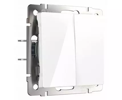 Выключатель проходной двухклавишный с самовозвратом без рамки Werkel белый матовый W1122401