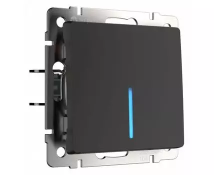 Выключатель проходной одноклавишный с подсветкой без рамки Werkel черный матовый W1112108