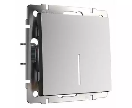 Выключатель проходной одноклавишный с подсветкой без рамки Werkel серебряный матовый W1112165